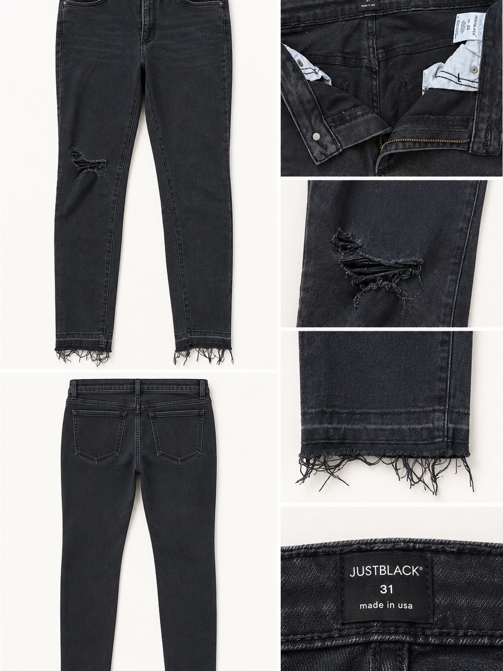 Just Black Washed Black High-Rise Distressed Skinny Jeans